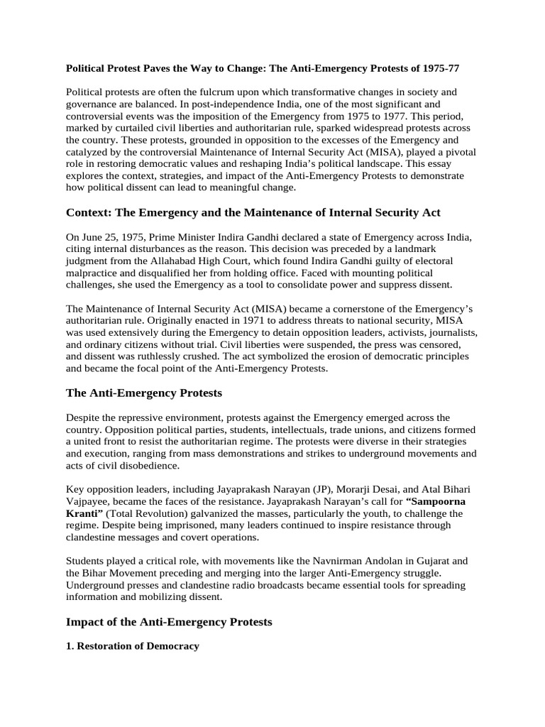 Political Protest Paves The Way To Change | PDF | Government ...