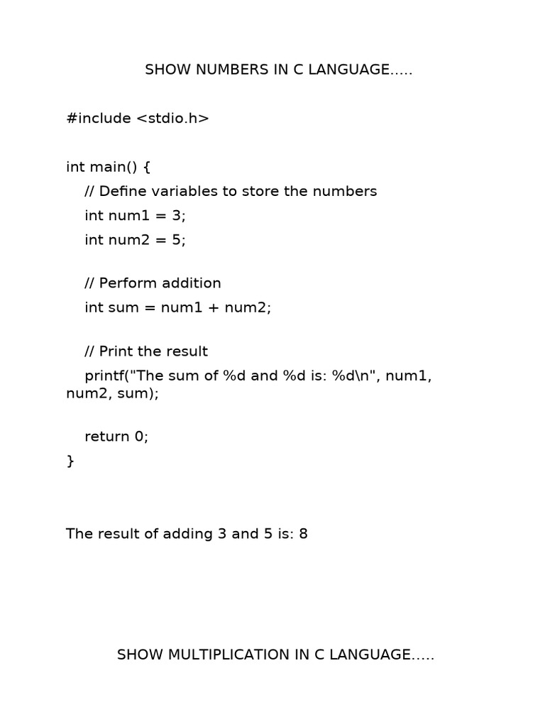 Show Numbers in c Language | PDF