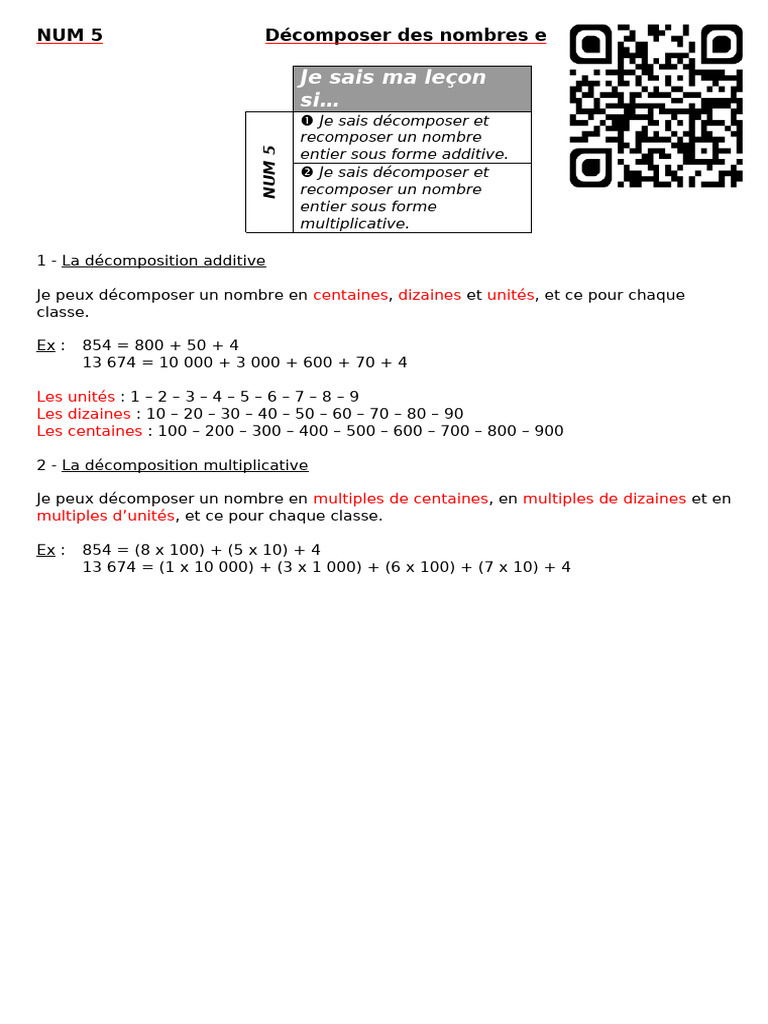 Décomposition des Nombres Entiers | PDF