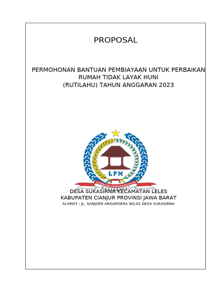 Permohonan RUTILAHU Desa Sukasirna 2023 | PDF