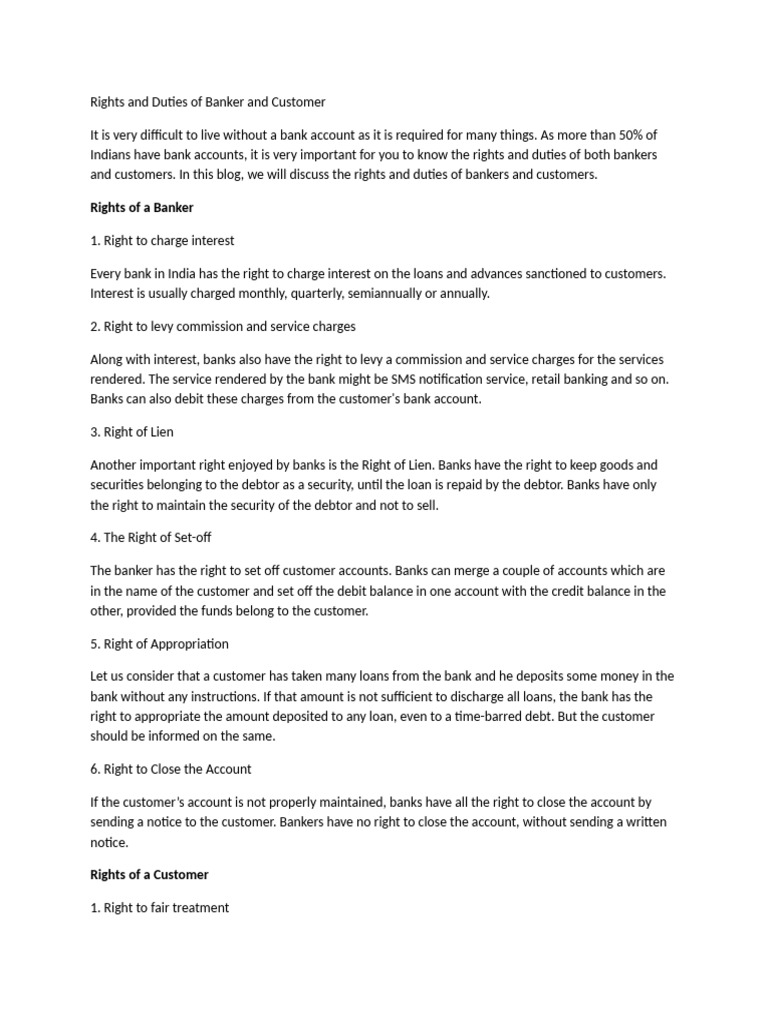 Banker-Customer Rights and Duties | PDF | Negotiable Instrument | Cheque
