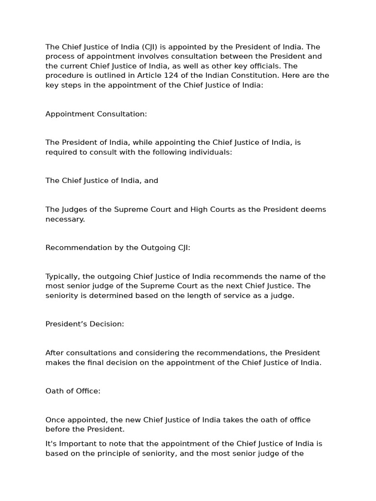 The Chief Justice of India (CJI) | PDF | Supreme Court Of India | Judge