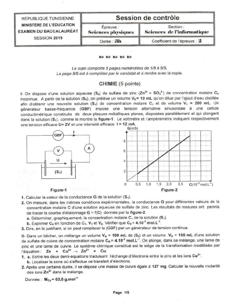 Bac 2019 Bac Info Epreuve Physique Session Controle PDF | PDF