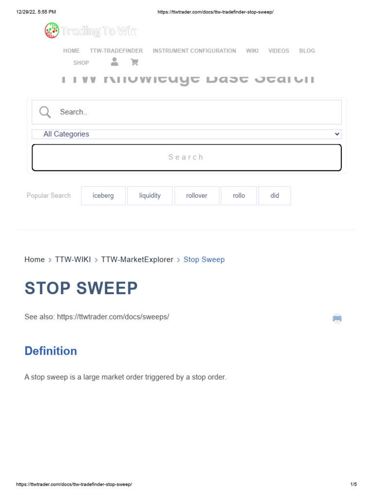 Understanding Stop Sweeps in Trading | PDF | Order (Exchange) | Economies