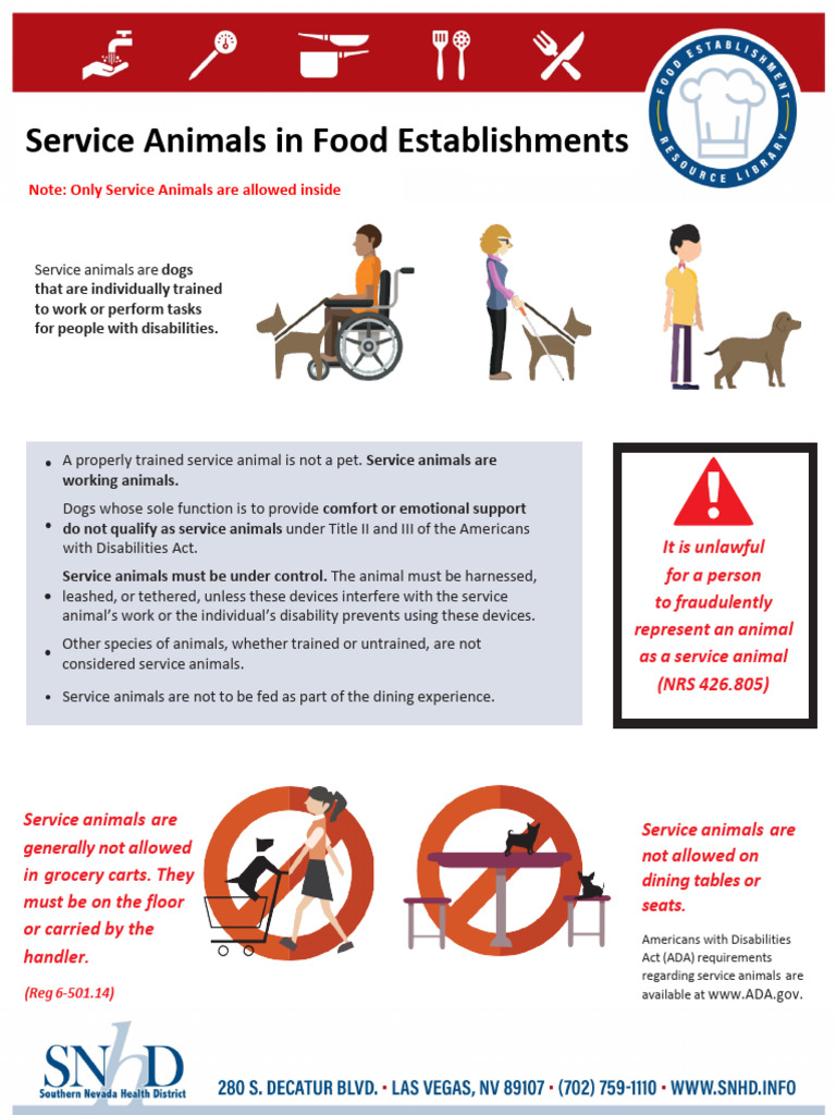 Service Animals in Food Establishments | PDF | Animal Welfare ...