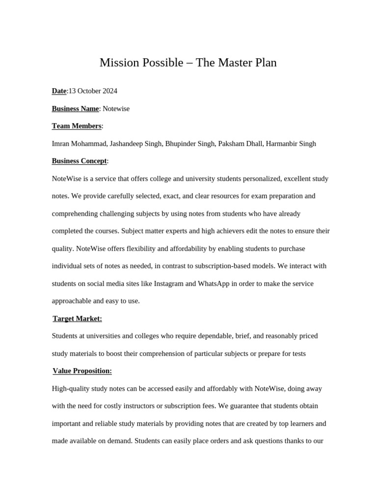 Mission Possible Plan | PDF
