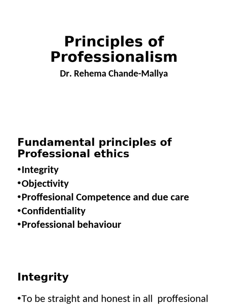 Key Principles of Professionalism | PDF