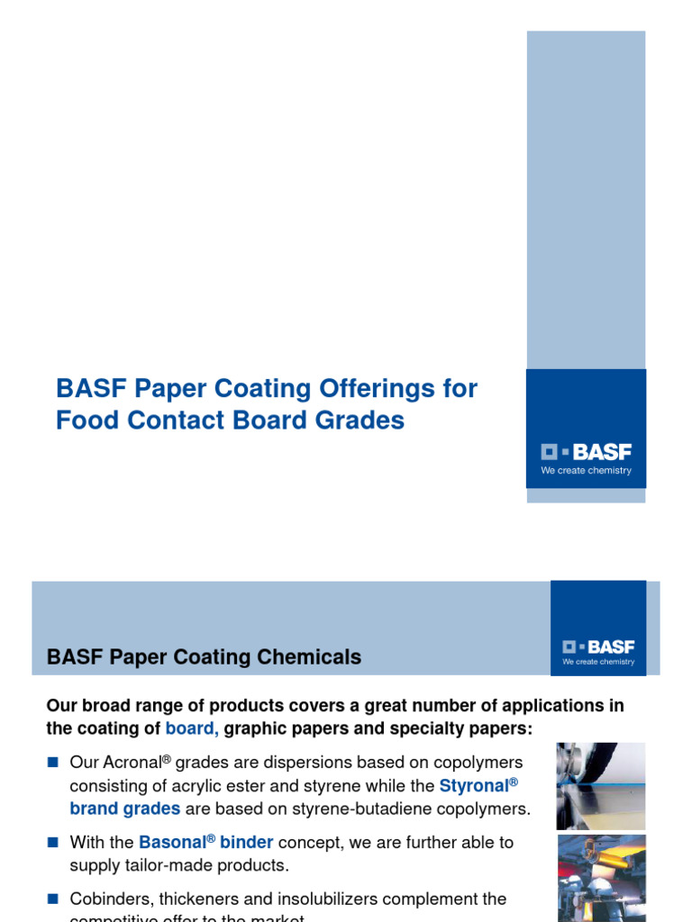 BASF Paper Coating Offerings For Food Contact Board Grades | PDF ...