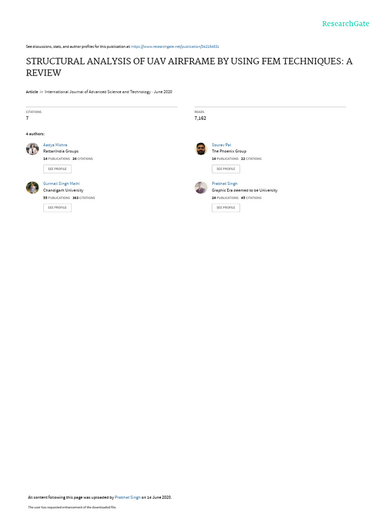 Structural Analysis Of Uav Airframe By Using Fem Techniques Pdf