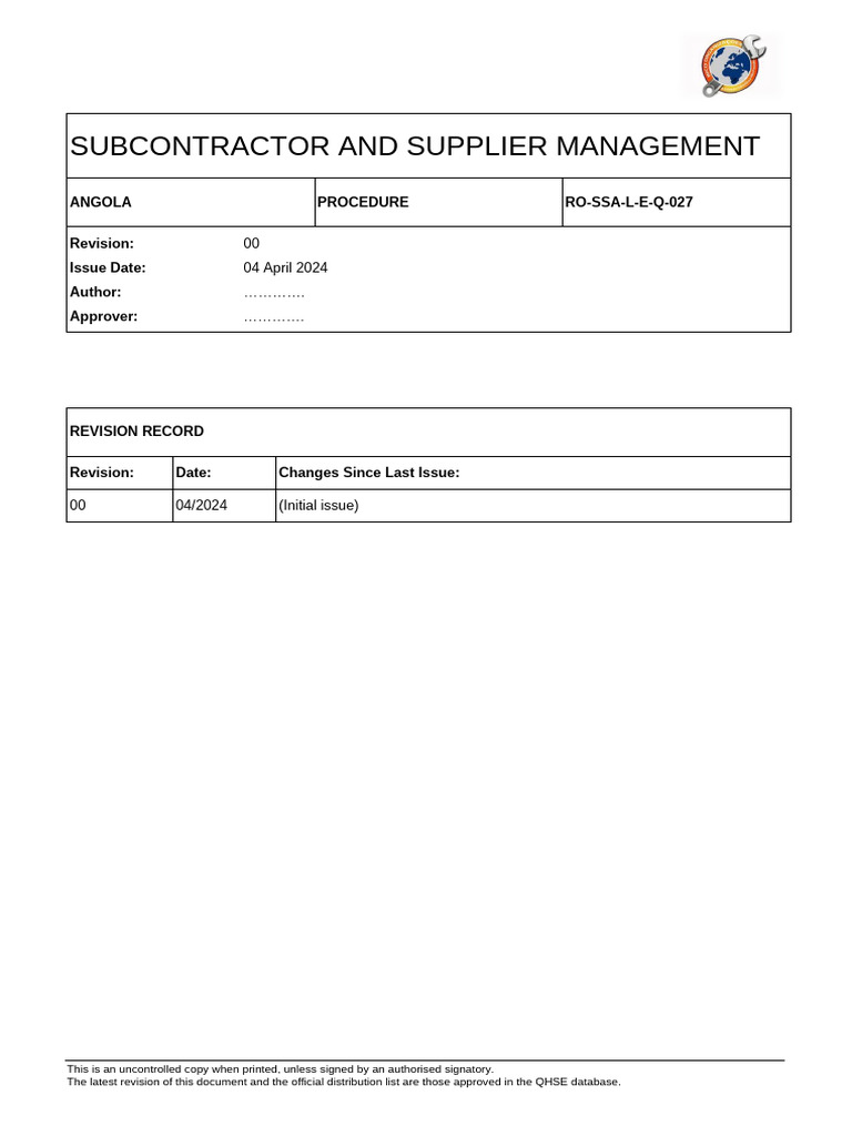 Subcontractor and Supplier Management | PDF | Regulatory Compliance ...