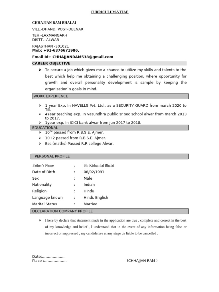 Gunjan Kunwar's Age and CV Details | PDF