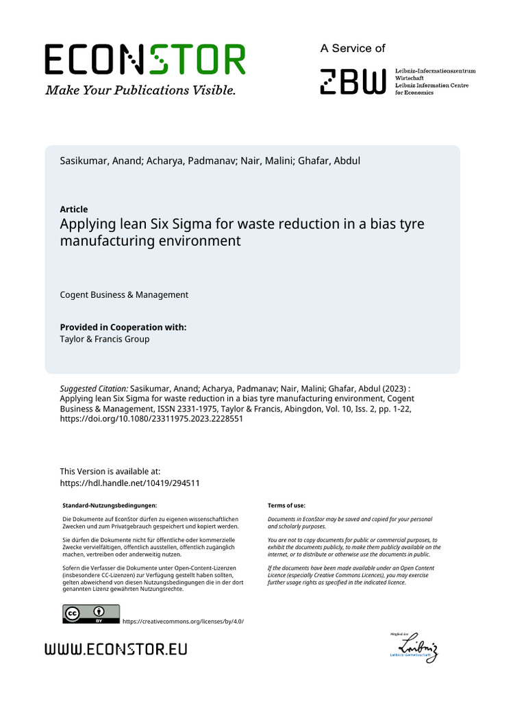 Applying Lean Six Sigma For Waste Reduction in A Bias Tyre ...
