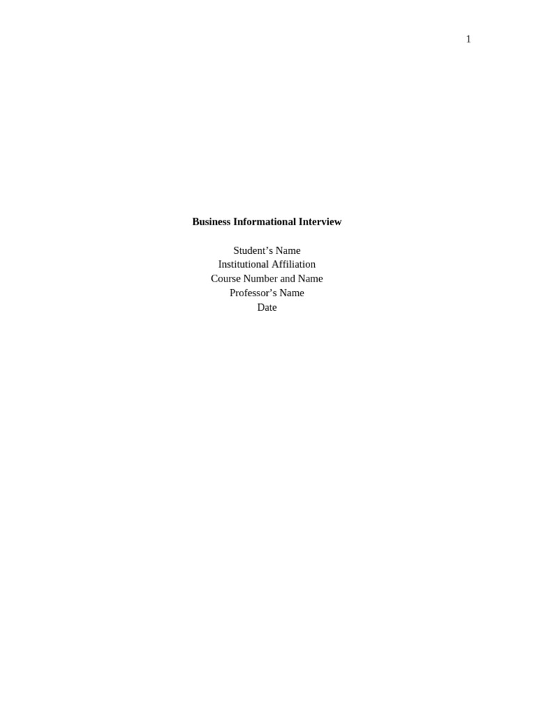 Business Informational Interview | PDF | Employment | Business