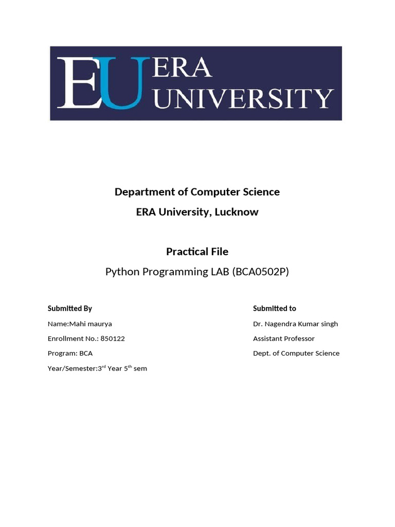 Practical File Front Page | PDF