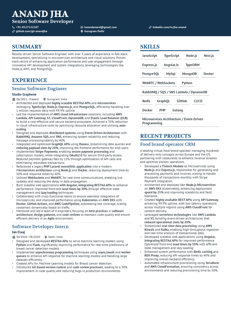 Senior Software Engineer Profile | PDF | Amazon Web Services | Cloud ...