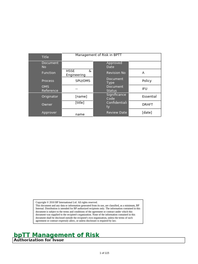 BP TT MGMT of Risk | PDF | Risk | Risk Management