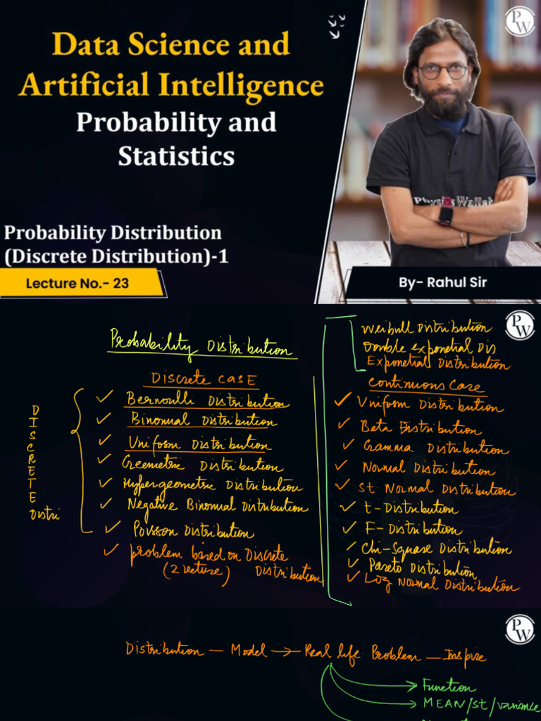 Notes Lec 23 DS and AI Probability Distribution Discrete Distribution | PDF
