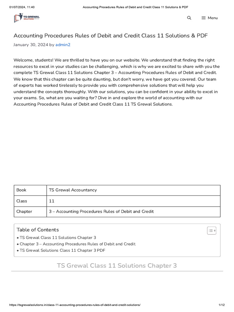 Rules Of Debit And Credit Class 11 Extra Questions