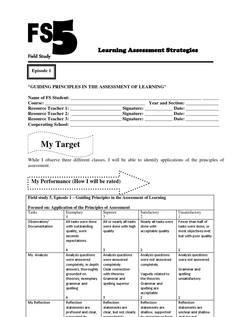 Field Study 5 Learning Assessment Strategies Educational Assessment