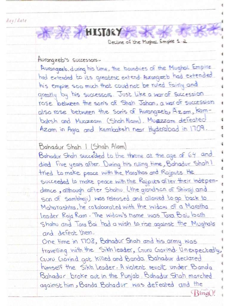 Gul Bashra - Decline of The Mughal Empire Notes - Part 1 | PDF