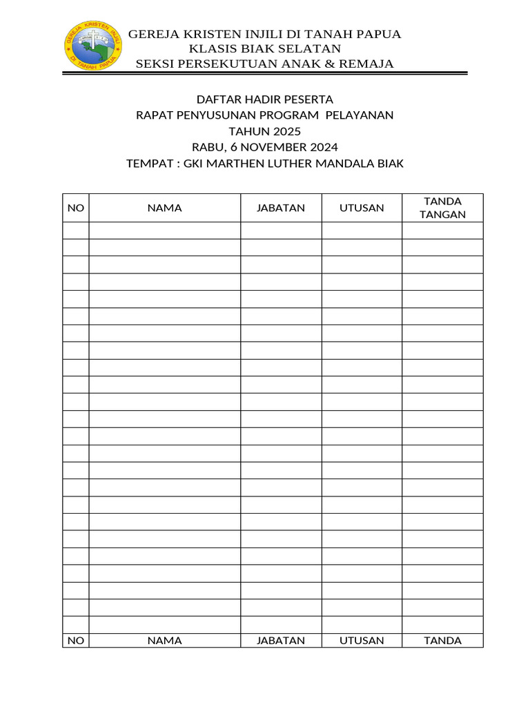 Daftar Hadir Raker Par | PDF