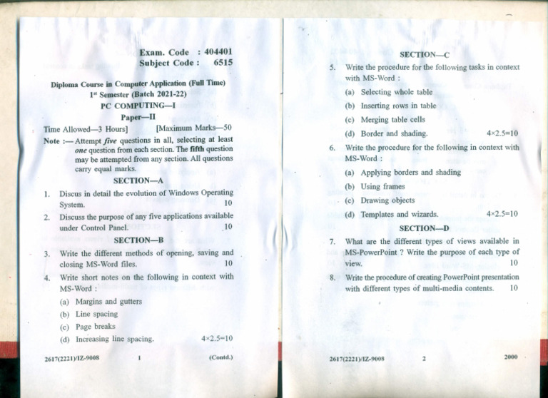 PC - Dca - 1st Sem - 2021 | PDF
