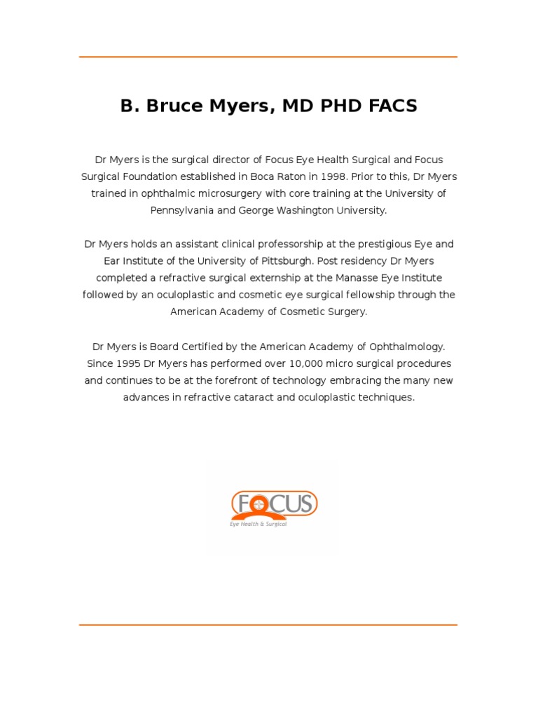 Dr. Bruce Myers: Eye Care in Boca Raton | PDF | Ophthalmology | Surgery