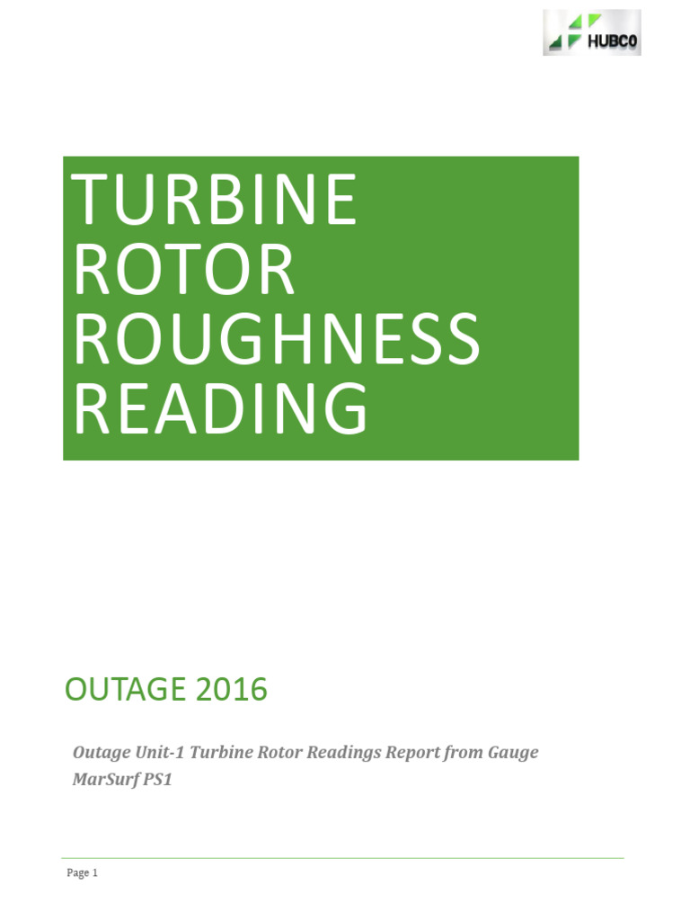 Unit-1 Turbine Rotor Roughness Reading | PDF
