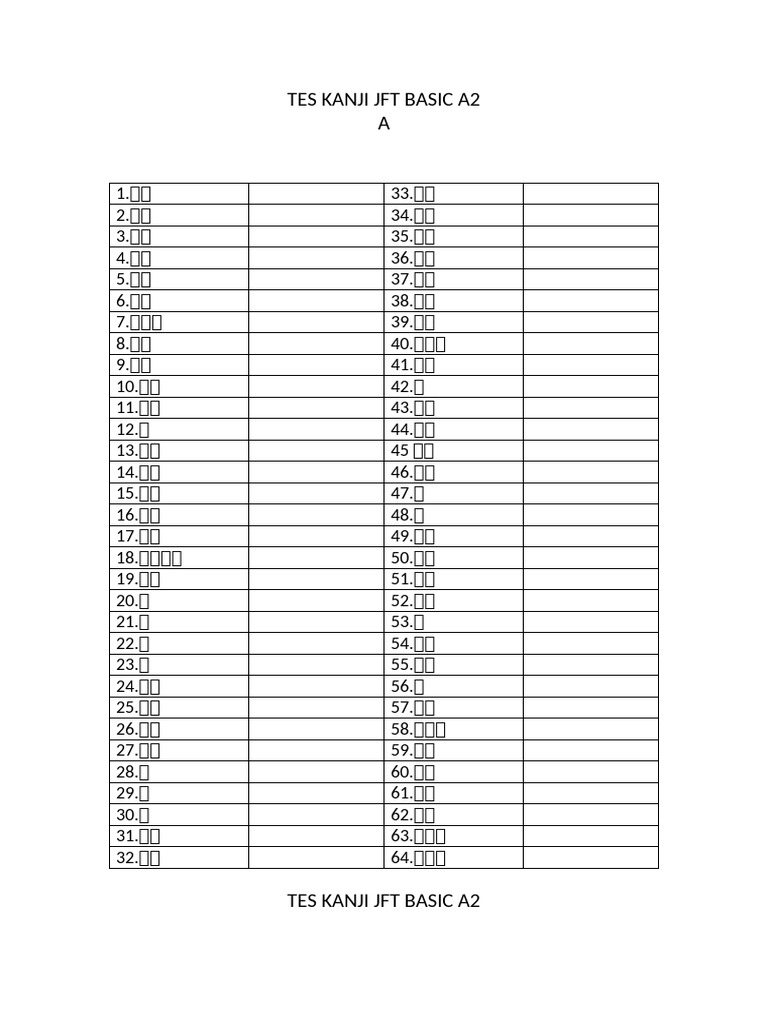 Tes kanji jft basic a2 pdf