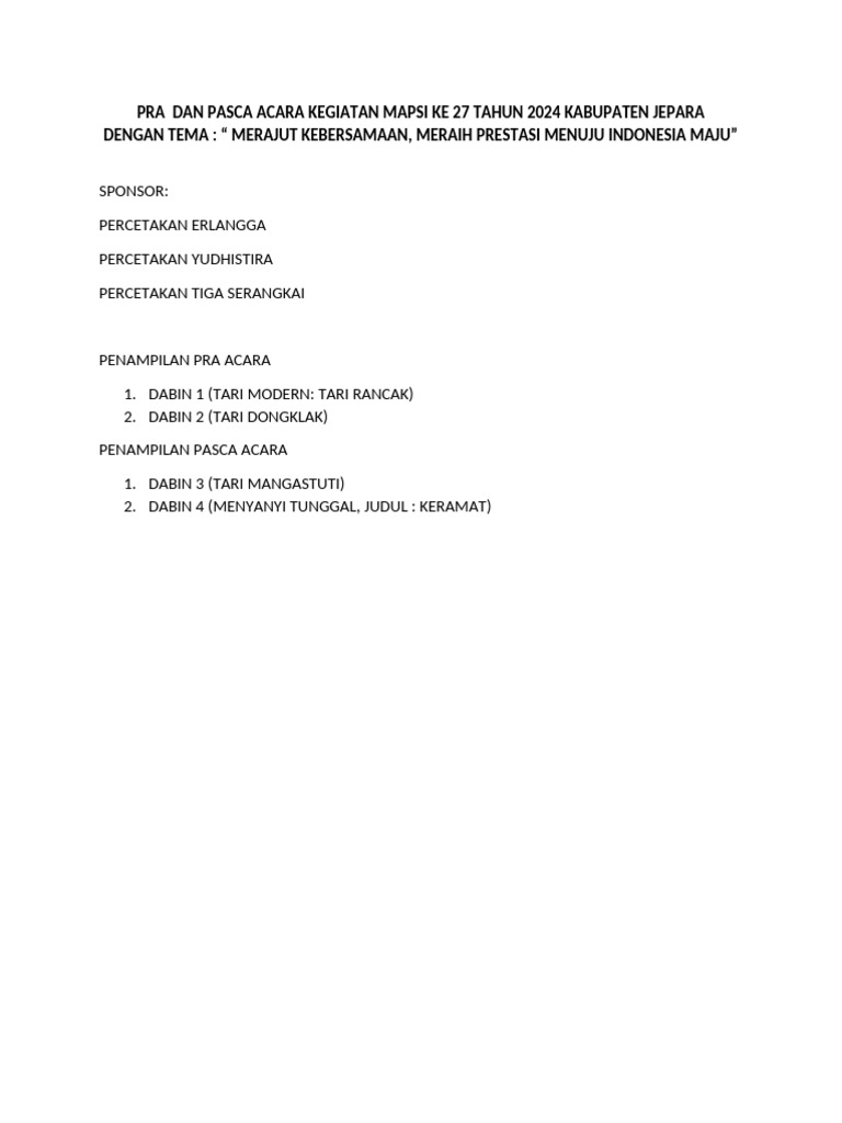 Pra Dan Pasca Acara | PDF