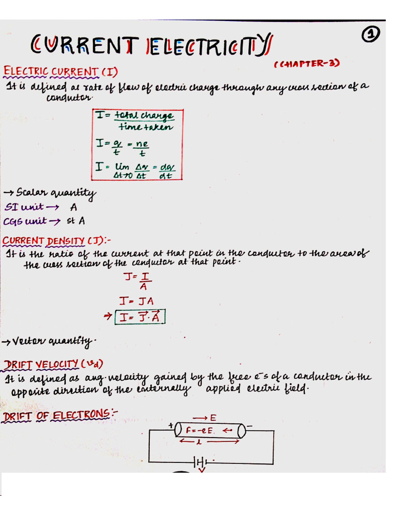 Current Electricity New Notes | PDF