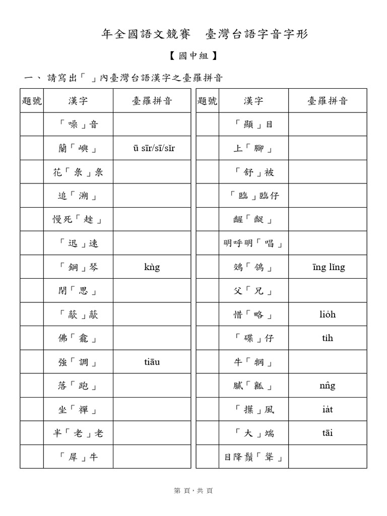 113年臺灣台語字音字形 | PDF