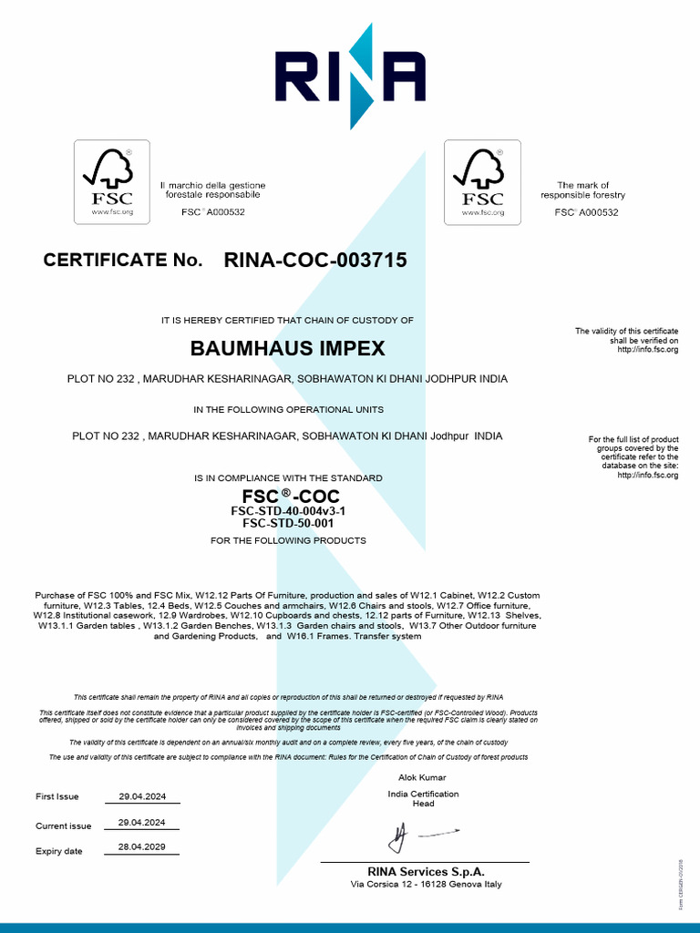 Certificate | PDF | Forest Stewardship Council | Interior Design