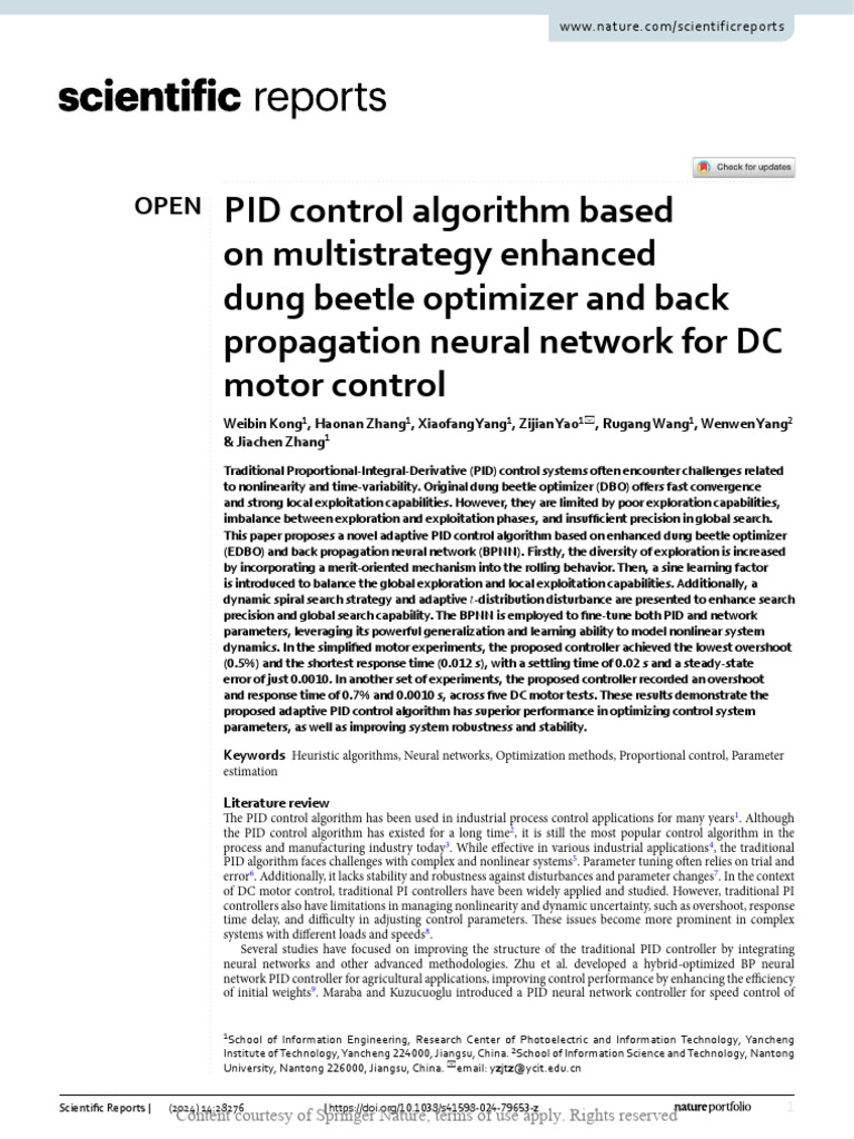 PID Control Algorithm Based On Multistrategy Enhan | PDF | Control ...