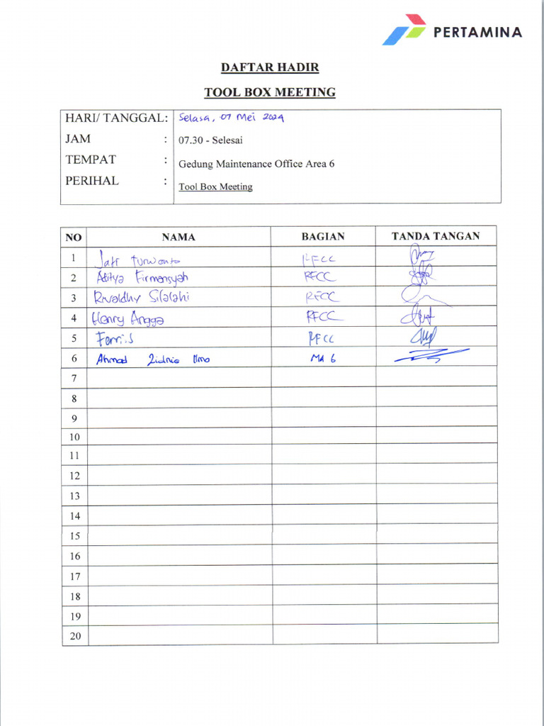 Absen TBM Selasa 07 Mei 2024 | PDF