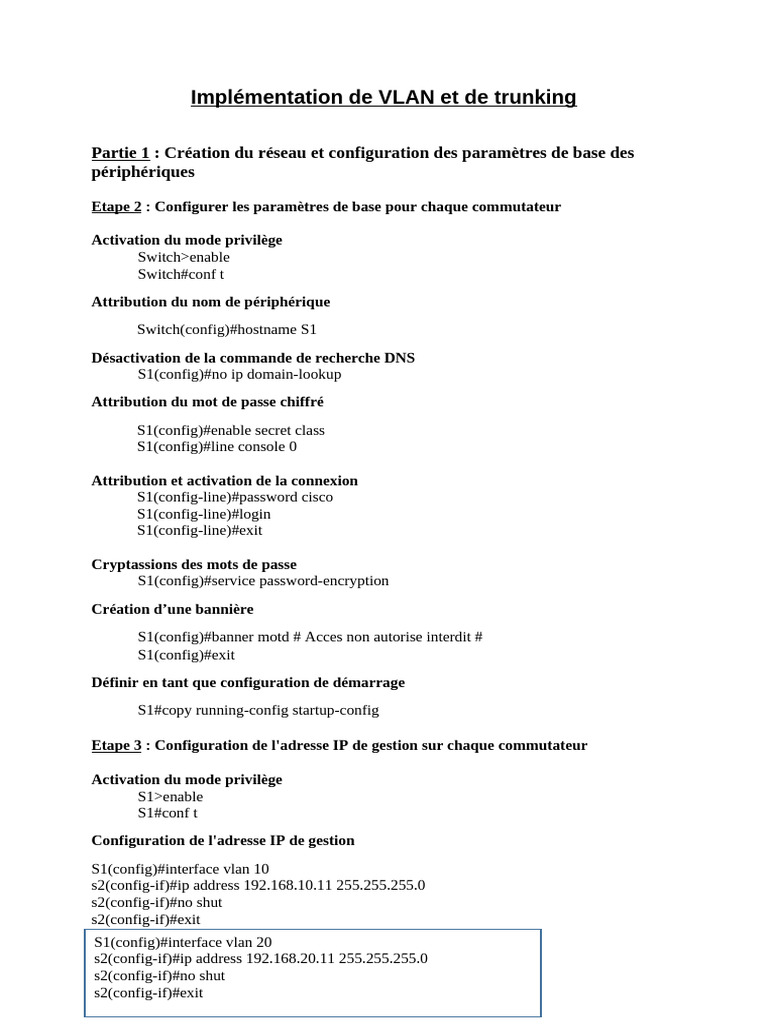 Configuration VLAN et Trunking Cisco | PDF | Standards de ...