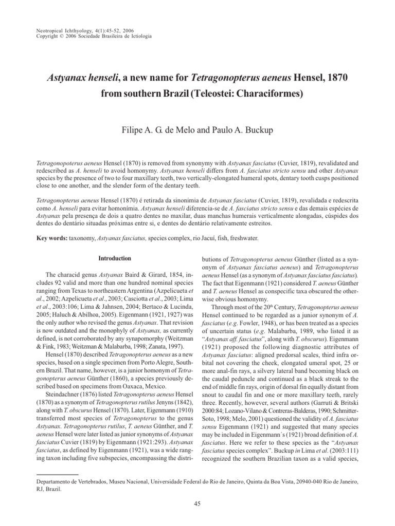 Astyanax henseli PDF