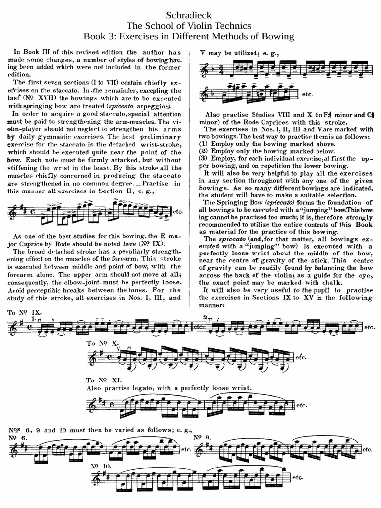 Schradieck, Violin Technique Book 3 Exercises in Various Bowing | PDF