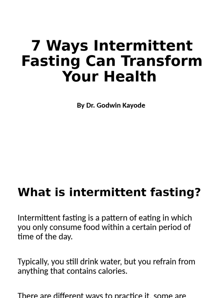 Transform Your Health with Fasting | PDF | Intermittent Fasting | Fasting