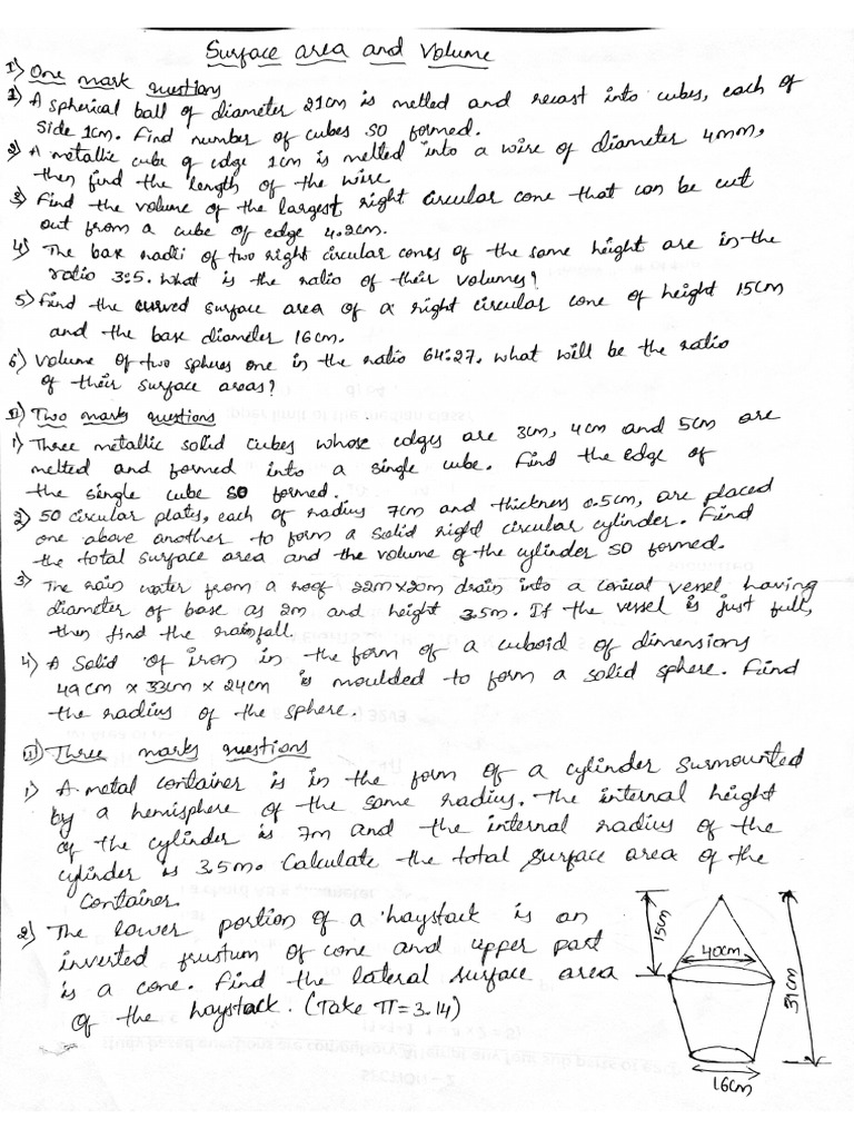 Surface Area Volume Pdf