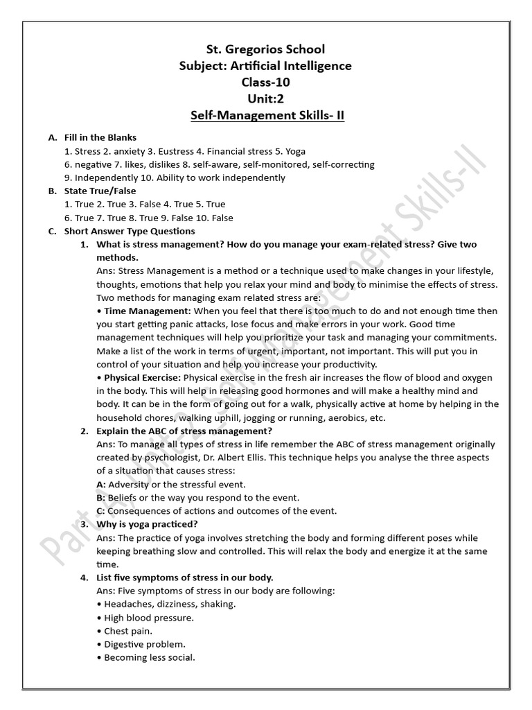 Self-Management Skills for Class 10 | PDF | Motivation | Motivational