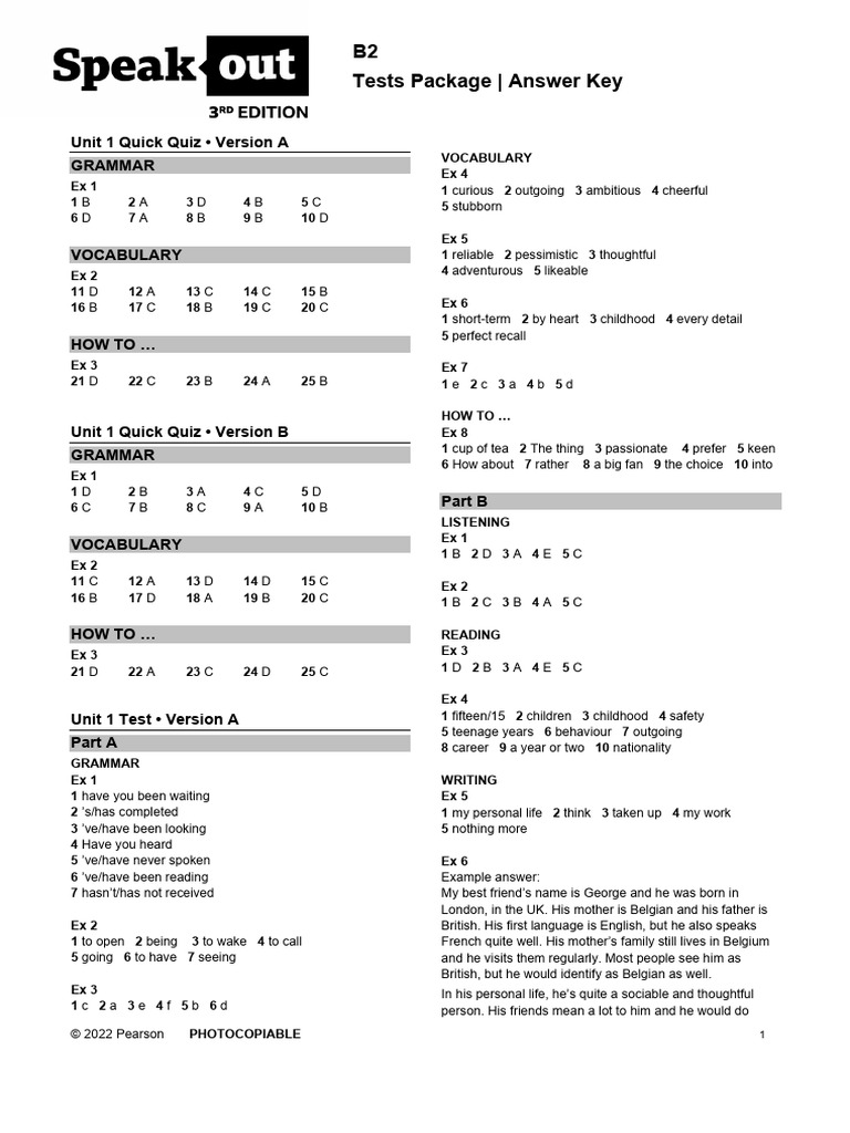 B2 Tests Package Answer Key | PDF | Educational Technology