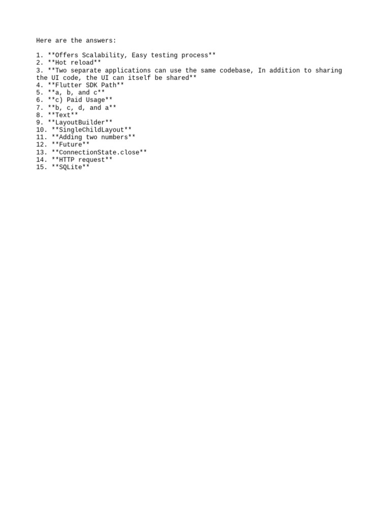 Flutter Only Answers | PDF