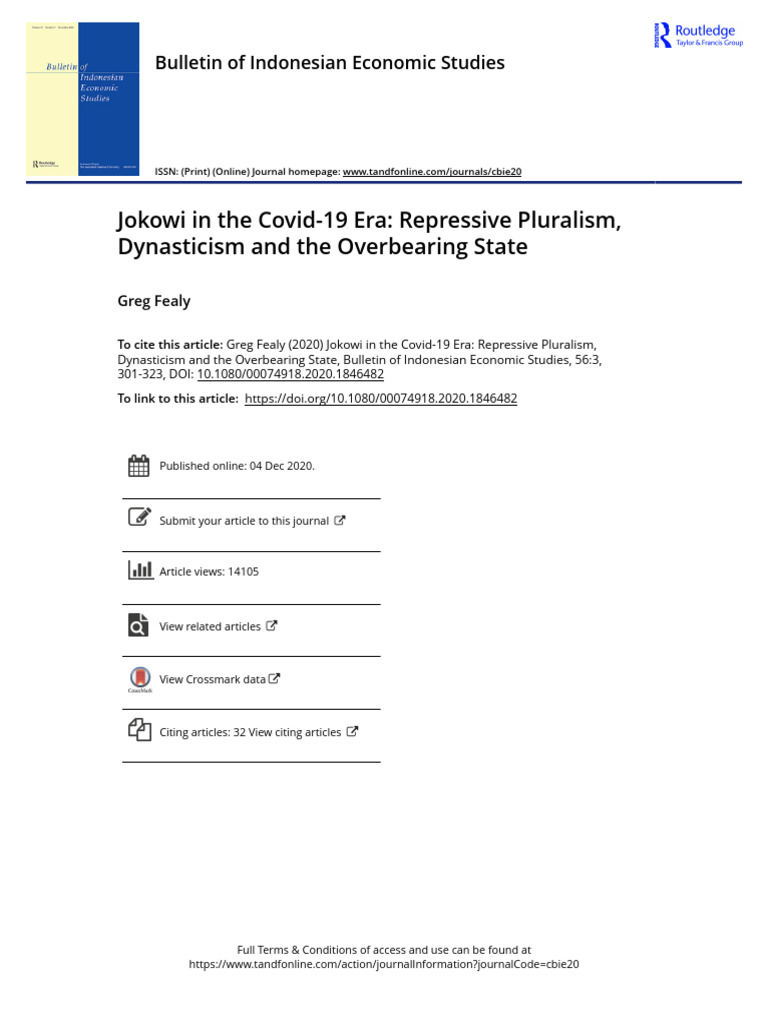 Jokowi in The Covid-19 Era Repressive Pluralism Dynasticism and The ...