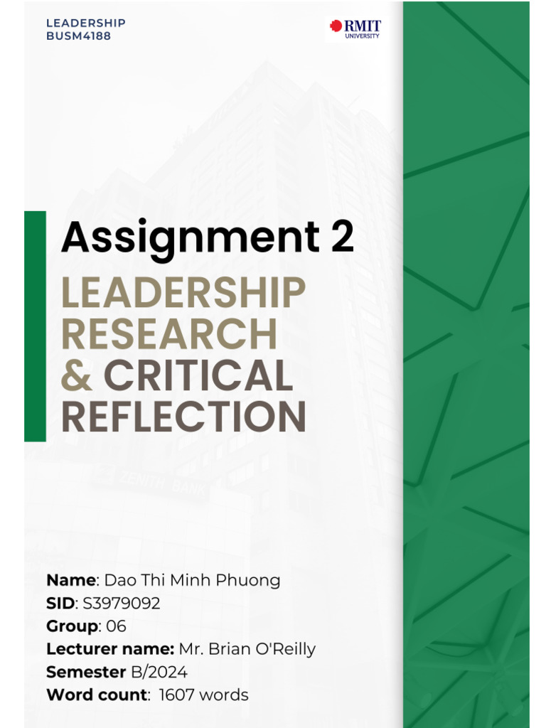 Leadership ASM 2 - Critical Reflection | PDF | Leadership | Mindset