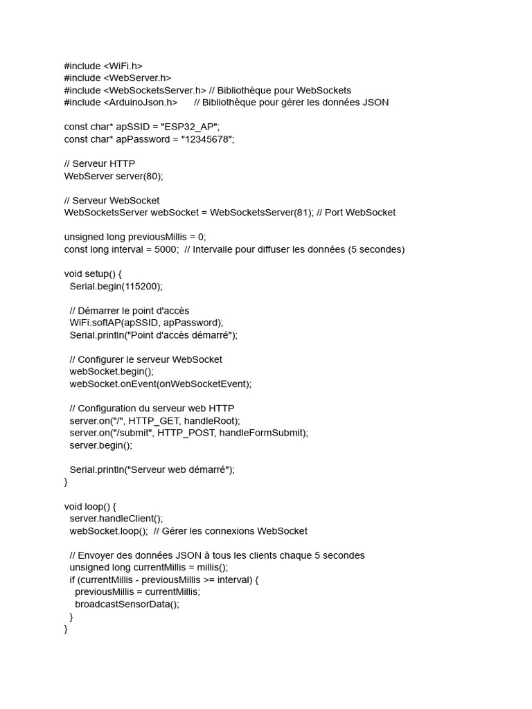Diffusion WebSocket des données capteurs | PDF | Réseau informatique ...