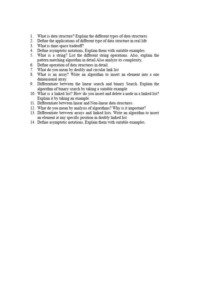 Data Structure Sessional Important Questions | PDF