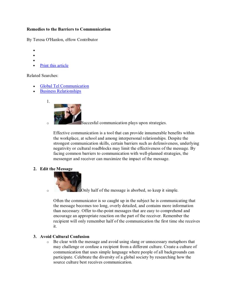 Barriers of Communication and Remedies To The Barriers To Communication