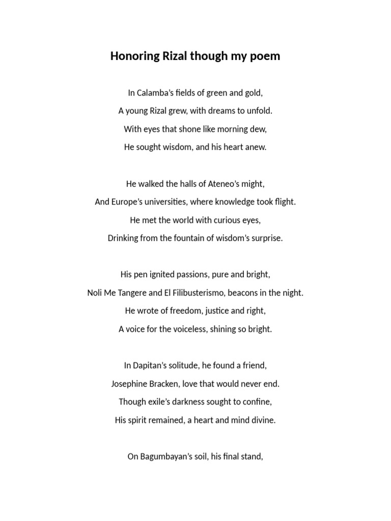 Poem Rizal Final Project | PDF