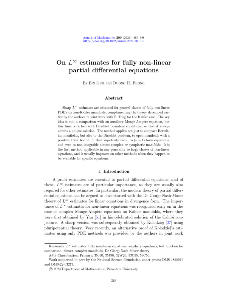 L∞ Estimates for Non-Linear PDEs | PDF | Mathematical Concepts ...